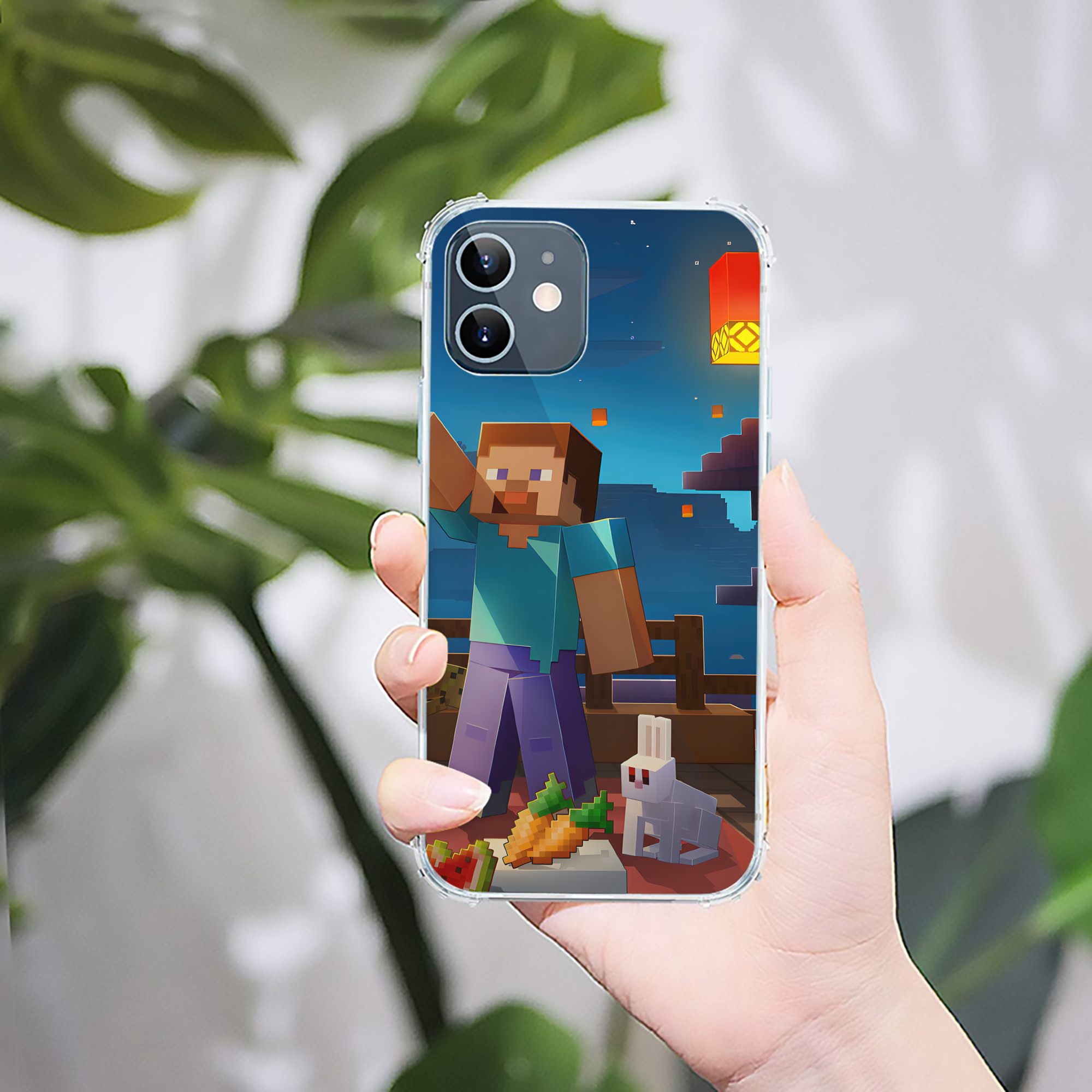 （画像用） マインクラフト ブロックの世界 Minecraft MC Block world 【iPhone 12シリーズ対応】透明スマホケース（クリアソフトケース）